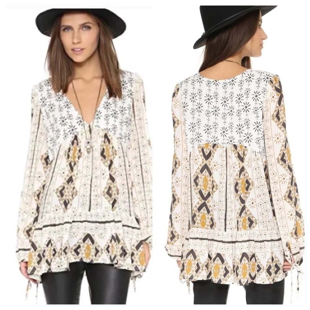 Free people Mixed print tunic. Size s
